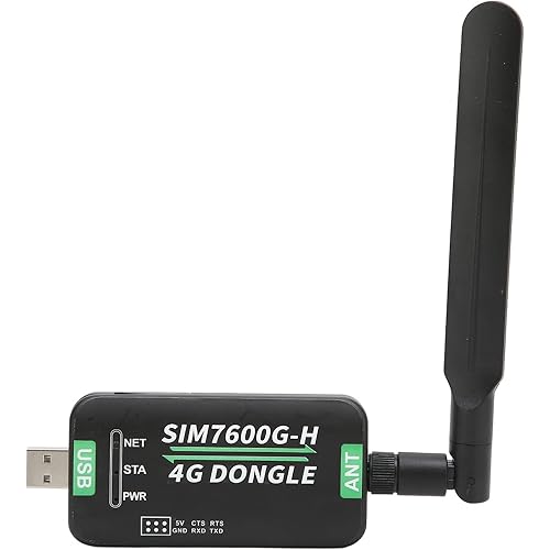 SIM7600G-H 4G LTE USB Dongle, 4G DONGLE Module USB UART Communication Support 2G 3G 4G 50Mbps Uplink 150Mbps Downlink, with Rotatable Antenna