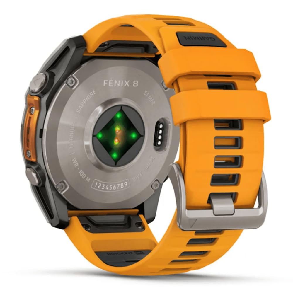 Garmin Fenix 8-51 MM, AMOLED, titanio zaffiro con cinturino in silicone SPARKORANGE/grafite