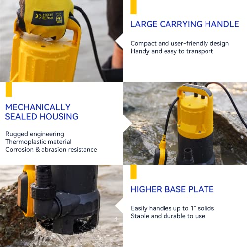 Acquaer 1Hp Sump Pump 4948Gph Submersible Drain Pump With Automatic Float Switch, Remove Clean/Dirty Water For Basement, Hot Tub, Pools, Garden Pond #TOP2