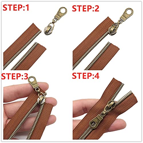 Mebuzip #5 Antique Brass Metallic Nylon Coil Zippers By The Yard Bulk Coil Zipper Roll 10 Yards With 25Pcs Pulls For Diy Sewing Craft Bags (Brown) #TOP4