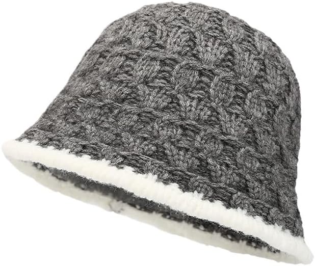 Knitted Large Circumference Bucket Hats Foldable Thickened Bucket Hats Fisherman Hats for Travel Camping