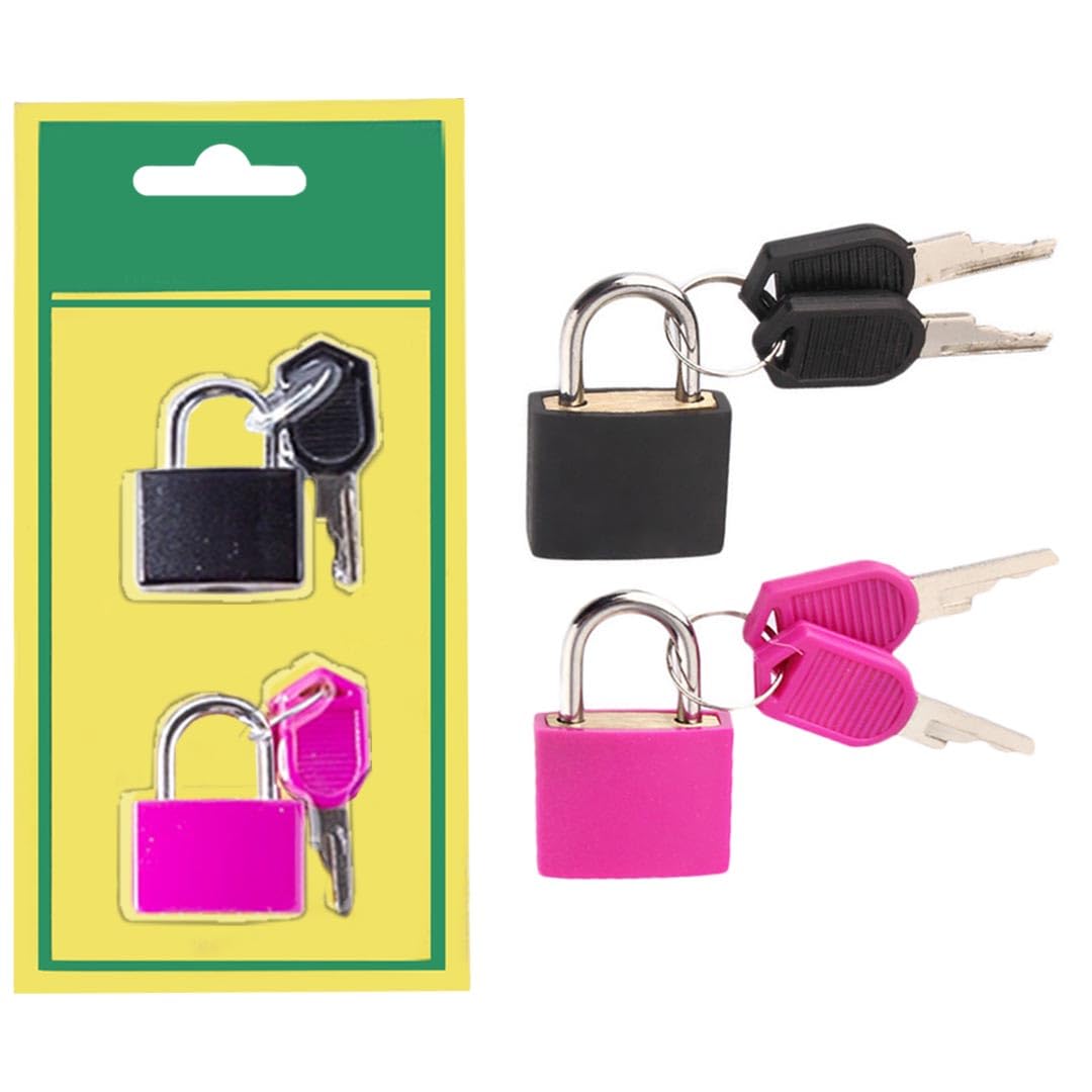 2 Pcs Small Locks with Keys,Multicolor Mini Key Locks, Plastic