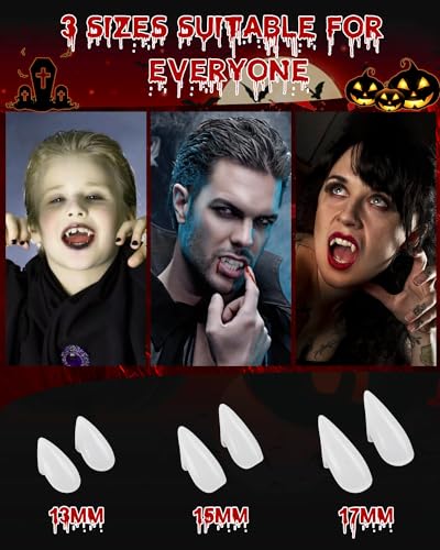 Tlpuhu JY-012 Vampire Teeth Fangs - 6 Pairs 3 Sizes Kids Vampire Fangs Halloween Accessories Party Cosplay Props Party Decor Sharp Fake Teeth thumb #2