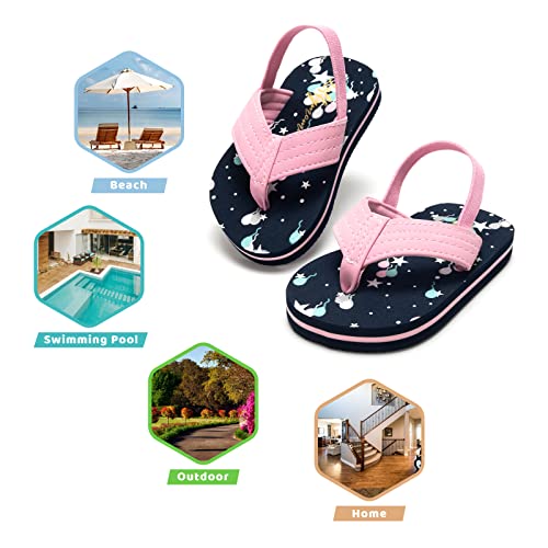 Luffymomo Unisex Kids Open-Toe Sandals Summer Beach Water Slides Flip Flops(Toddler/Little Kid)(4 Infant Navy & Lt Pink) #TOP6