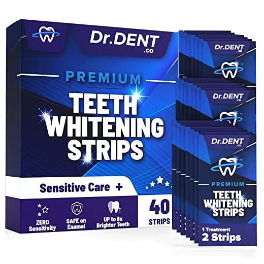 Tiras blanqueadoras de dientes DrDent Premium - 20 sesiones de blanqueamiento - Fórmula no sensible - 40 tiras blanqueadoras sin peróxido - Seguro para el esmalte + abrebocas incluido