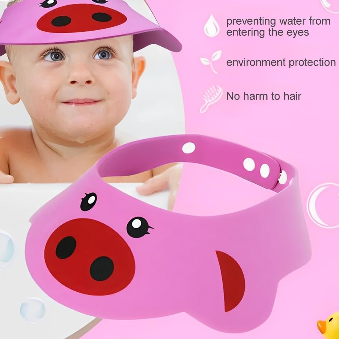 Cuffie da doccia per bambini in confezione da 2, casco di sicurezza regolabile, morbido silicone, impedisce all'acqua di penetrare negli occhi e nel viso