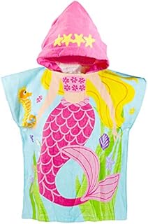 Czmeo Kids Hooded Bathrobe Bath Towel, Boys Girls Cotton Towels for Beach Bath Blanket Swimming Surfing Poncho Sport Robe (Mermaid)