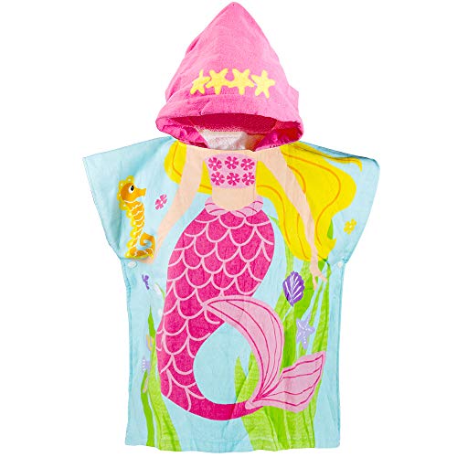 Czemo Toalla con Capucha de Playa para Niños con Capucha para Bebés Niños Encantador Ponchos Encapuchados baño Toalla de Baño (70CM Sirena #1)