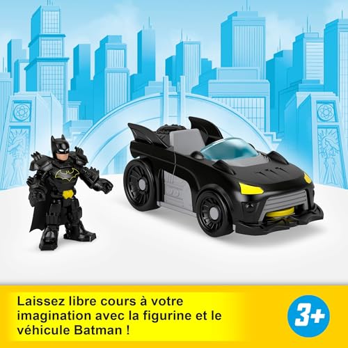 Batmobile Metal Force Imaginext à lanceur de disques avec figurine Batman articulée