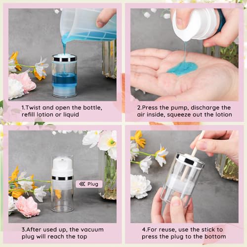 Image of Segbeauty 3Pcs 1.7oz Airless Pump Bottles,50ml Empty Moisturizer Pump Dispenser Airless Cosmetic Pump Container Vacuum Cosmetic Travel Bottle Clear Travel Pump Bottles for Toiletries,Lotion and Cream