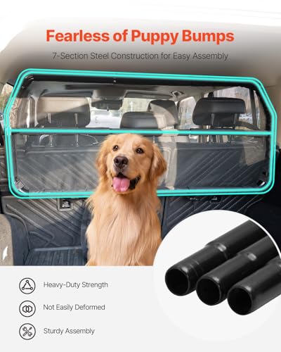 VEVOR Hunde Autobarriere 1167 mm breite Trennwand Hundegitter Autoschutzgitter Haustierbarriere mit Netzgewebe, universell passende Hunde-Autobarriere für SUVs Lkws Fahrzeuge, schwarz