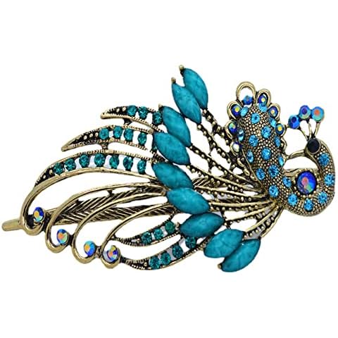 Anawakia Peacock Hair Clips Vintage Hair Clip Rhinestone Hair Accessories Women's Headwear (Blue) Cover