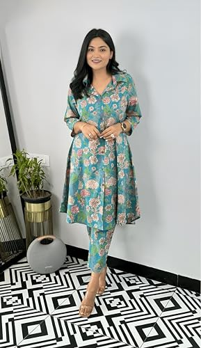 Image of LookMark Women's Cotton Blend Trendy Regular Fit Solid Printed Kurti with Stright Bottom |Kurti Set for Women