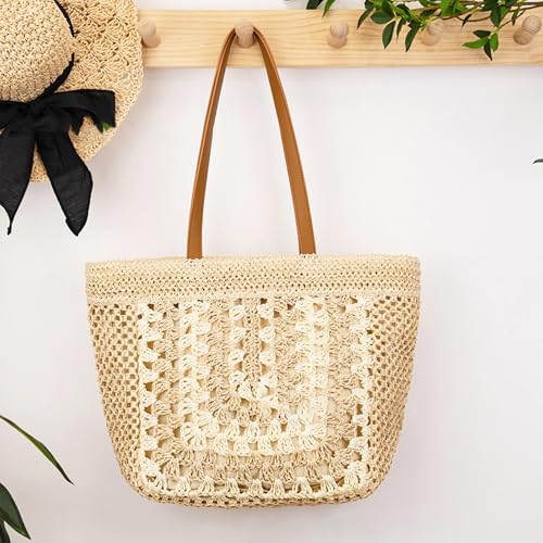 Straw Beach Bag for Women, Large Capacity Tote Bag, Handbag for Vacation, Travel, Daily(Styles 3244