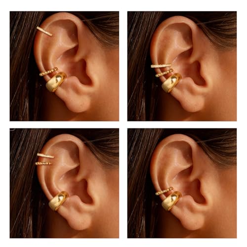 Image of Ear Cuffs Non Piercing Chunky Ear Cuff Earrings for Women Non Tarnish Clip on Cartilage Earrings Trendy Jewelry No Pierced Ears Fake Earring Set Fashion Accessories Jewelry Birthday Gifts