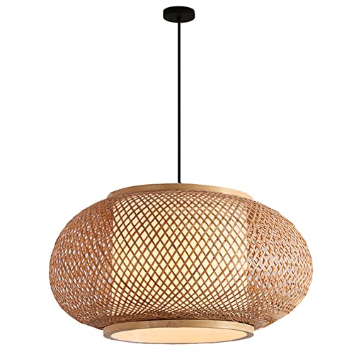 LQZCXMF Lampe À Suspension Lanterne en Bambou Le Lustre du Milieu du Siècle Panier en Rotin Abat-Jour Suspendu Au Plafond, Lampe De Décoration Industrielle pour Îlot De Cuisine, Salle À Manger,