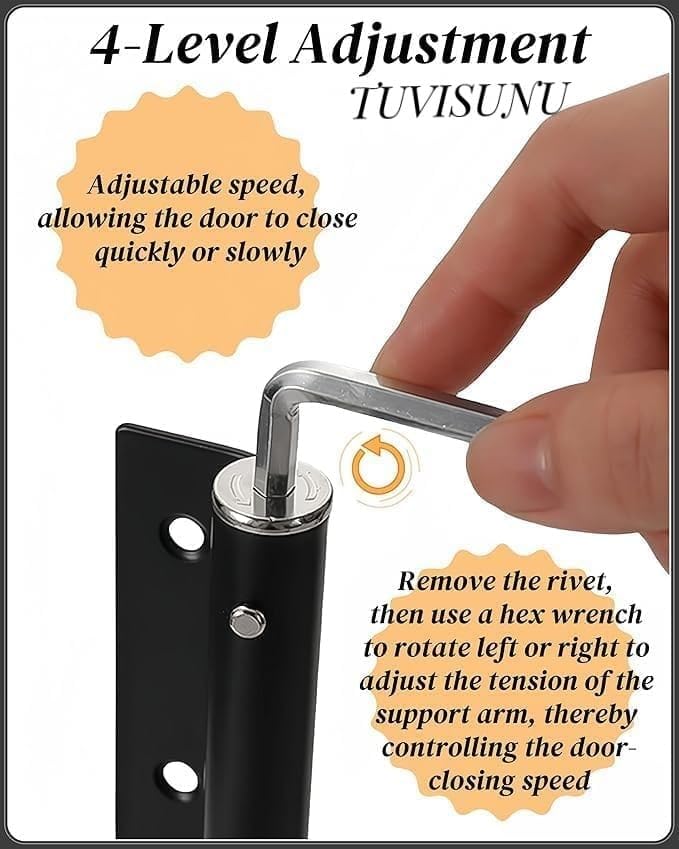 TUVISUNU Heavy‑Duty Adjustable Spring Door Closer – Automatic Soft‑Close Storm Door Safety Closer with Allen Key & Mounting Screws for Home & Commercial Use 3