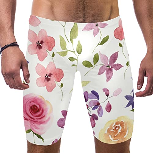 Maillot de bain long pour homme anti-frottement à fleurs colorées S