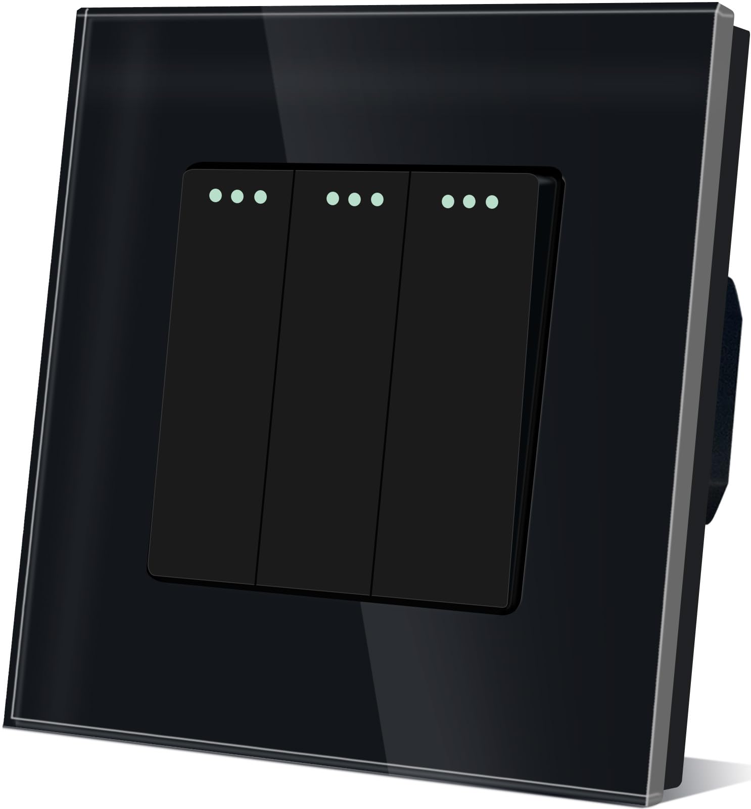 TAWOIA Lichtschalter 3 Fach 1 Weg Unterputz Taste Schalter 86 * 86mm Lichtschalter Glas Schwarz Kippschalter