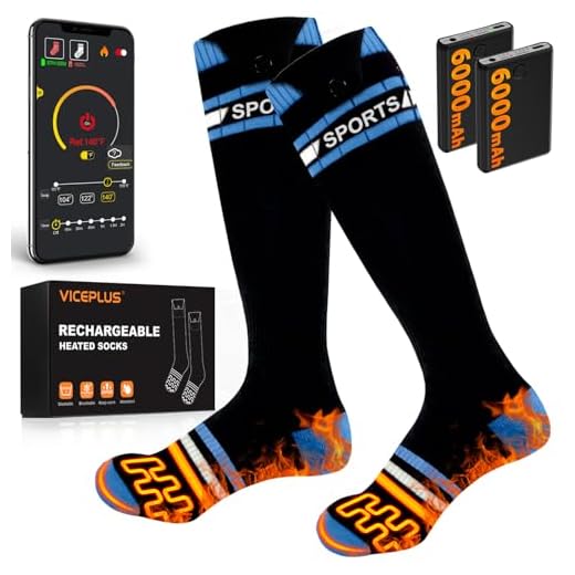 6000mAh Battery Rechargeable Heated Socks for Men Women with App Control, Electric Heating Warm Socks, 360° Heating Warming