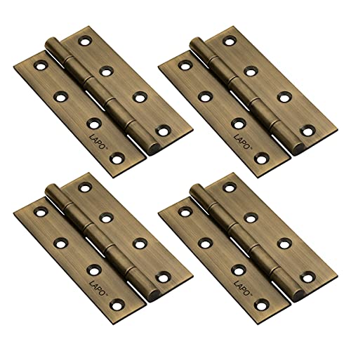 Image of LAPO Door Hinges, 4 Inch x 14 Gauge /1.8mm Thickness, Heavy-Duty Stainless-Steel Hinges, Noise-Free Operation, for Kitchen Doors, Cabinets & Windows, 5 Years Warranty, Antique Finish, Pack of 4
