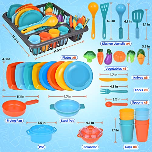54Pcs Kids Play Kitchen Pretend Play Accessory Toy Set, Play Plates And Dishes For Kids Kitchen Set Including Toy Food, Pots, Pans And Cooking Utensils #TOP1