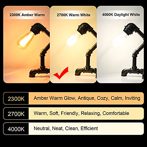 Ascher Vintage Led Edison Bulbs, 6W, Equivalent 60W, Non-Dimmable, High Brightness Warm White 2700K, St58 Antique Led Filament Bulbs With 80+ Cri, E26 Medium Base, Clear Glass, Pack Of 4 #TOP7