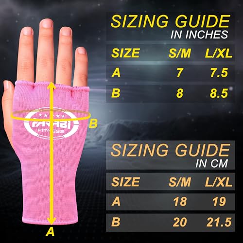 Farabi Sports Vendas Boxeo Guantes Interiores elásticos de Medio Dedo sin Relleno de Gel Vendas de Boxeo Ideal para MMA, Muay Thai, Deportes de Combate, Kickboxing y Artes Marciales (Pink, S/M) - imagen 5