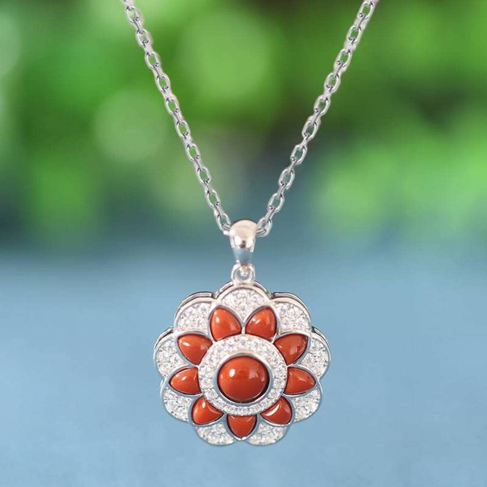 OZZKI Collana In Argento S925 Con Ciondolo In Giada Nefrite Dorata E Agata Rossa – Catena Clavicola Tonda – Gioiello Etnico Fatto A Mano