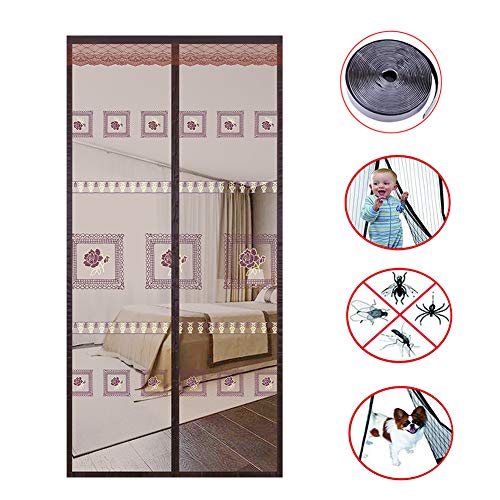 Preisvergleich Produktbild TOPYL Prämie Magnetischer Türbildschirm Vorhang,verstärkt Netzpartition Bildschirmtür Hält Bugs Heraus,selbst-klebstoff Voller Rahmen Haken & Schleife Kaffee 205x80cm(81x31inch)