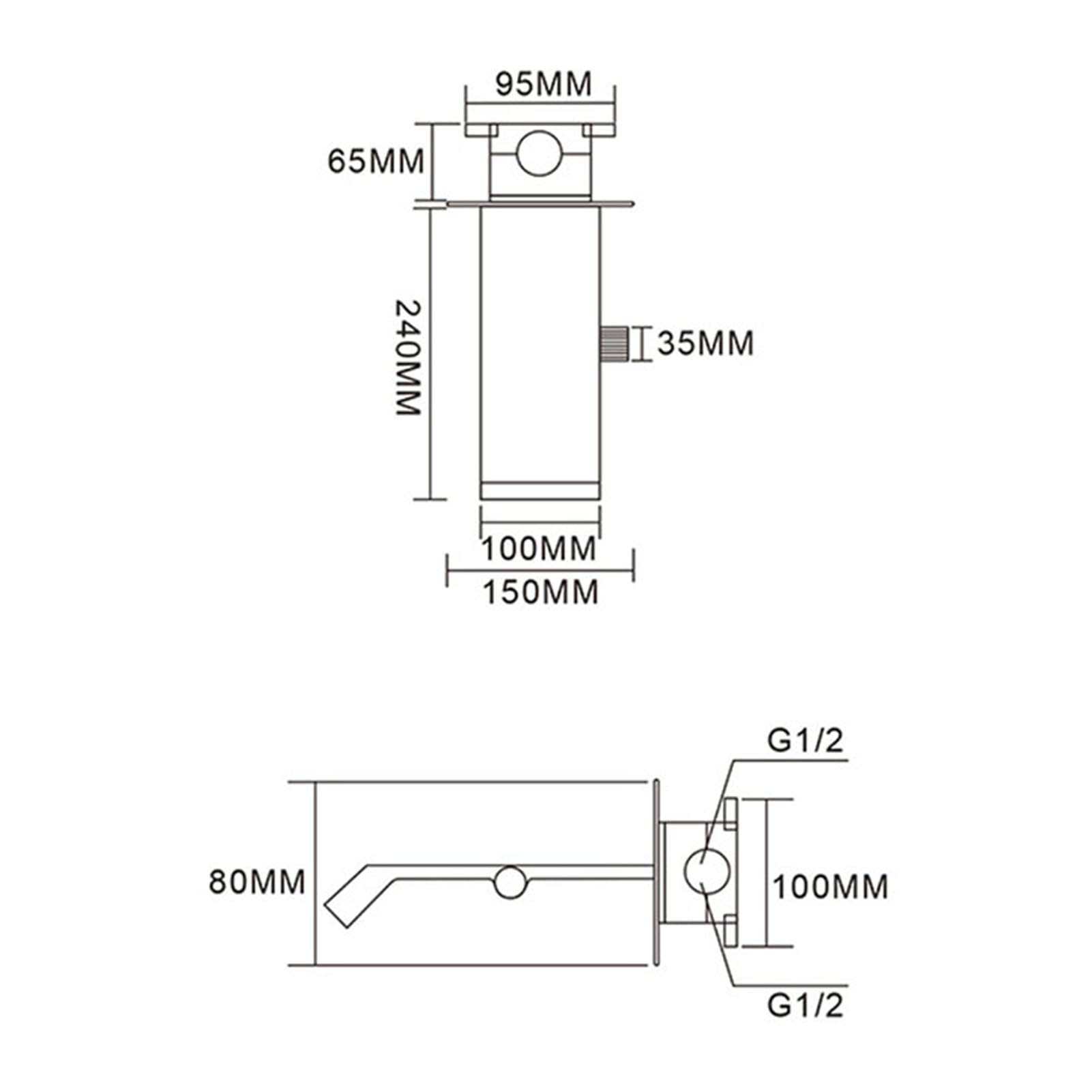 Grifo de baño en Cascada con Pantalla de Temperatura, Grifo de baño montado en la Pared, Grifo Mezclador de Lavabo de una Sola manija Moderno, Grifo de Lavabo de baño de latón, Blanco