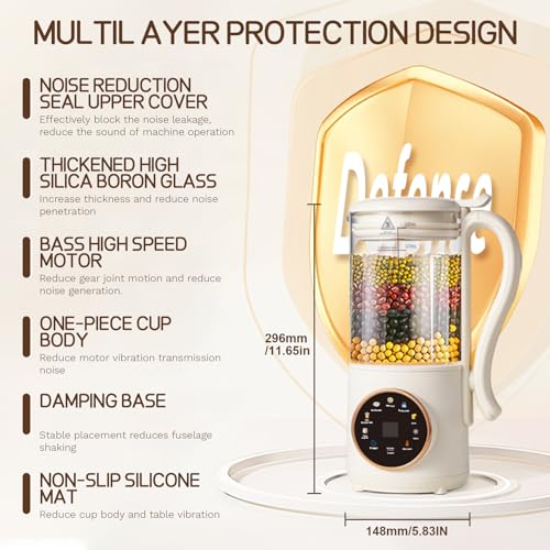 Sojamilch Hersteller, 1400ml Entsafter mit 12 Klingen, 8 Programme, One Touch-Steuerung, BPA-frei Durchsichtiges Krug, Hafermilch Maschine für Nüsse Sojabohnen Getreide – Bild 6