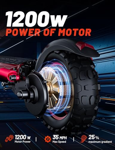 1200W Motor Electric Scooter Adults with Seat, 35 MPH Max