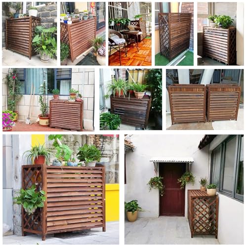 Housse de climatisation solide bois carbonisé pour protéger et décorer votre balcon - 8