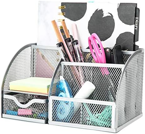 EXERZ Desk Organiser/Mesh Desk Tidy/Pen Holder/Multifunctional Organizer EX348 - Pink