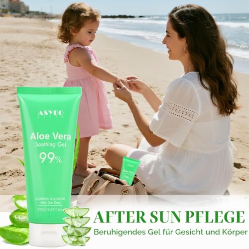 ASYBO 200 ML Aloe Vera Gel – 99% reine Bio-Aloe Vera Feuchtigkeitscreme für Gesicht und Körper (100ml x2) – Ansicht 5