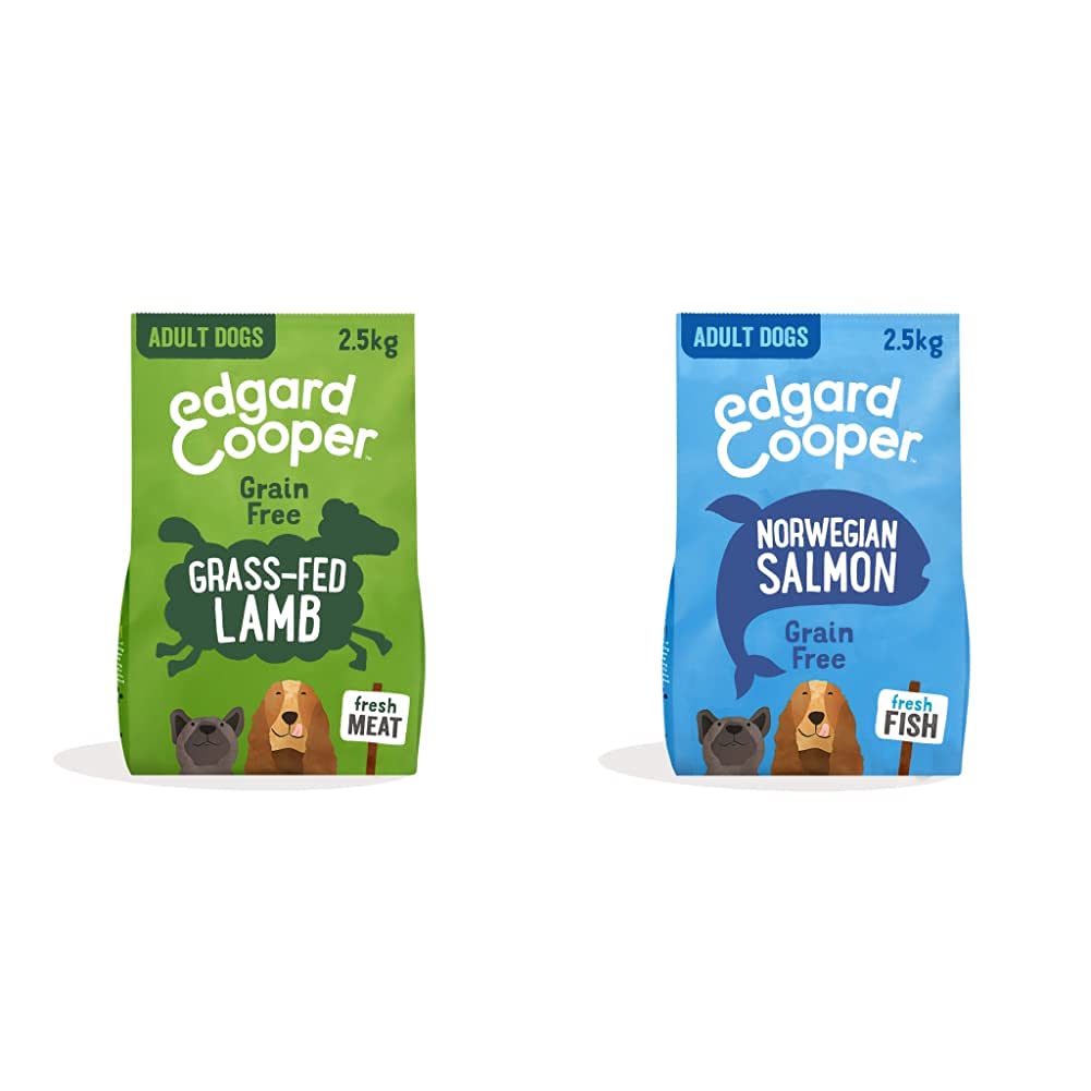 Edgard & Cooper Natural Dry Adult Dog Food 2.5kg Lamb Grain Free & Adult Dog Dry Food Fresh Norwegian Salmon 2.5kg Fresh Meat, Grain Free, High Protein & Natural Ingredients