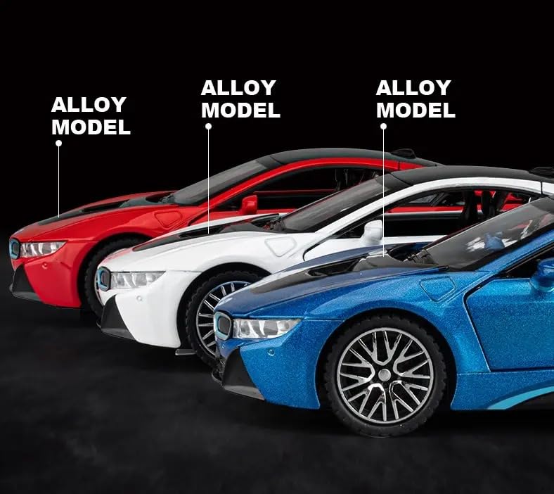 Advisian store Scale Exclusive Alloy Metal Pull Back | Die-cast Car Model with Sound Light Mini Auto Toy for Kids Metal Model Toy Car with Sound and Light (1.32 Scale B-M-W I8-RED) 4