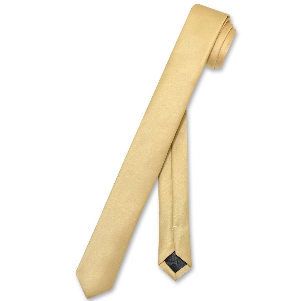 Vesuvio Napoli Narrow NeckTie Extra Skinny GOLD Color Men's Thin 1.5