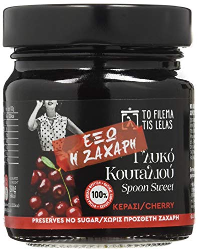 To Filema Tis Lelas Fruta en Almíbar Hecho a mano - Cereza Sin azúcar añadido Paquete de 2 X 240 g