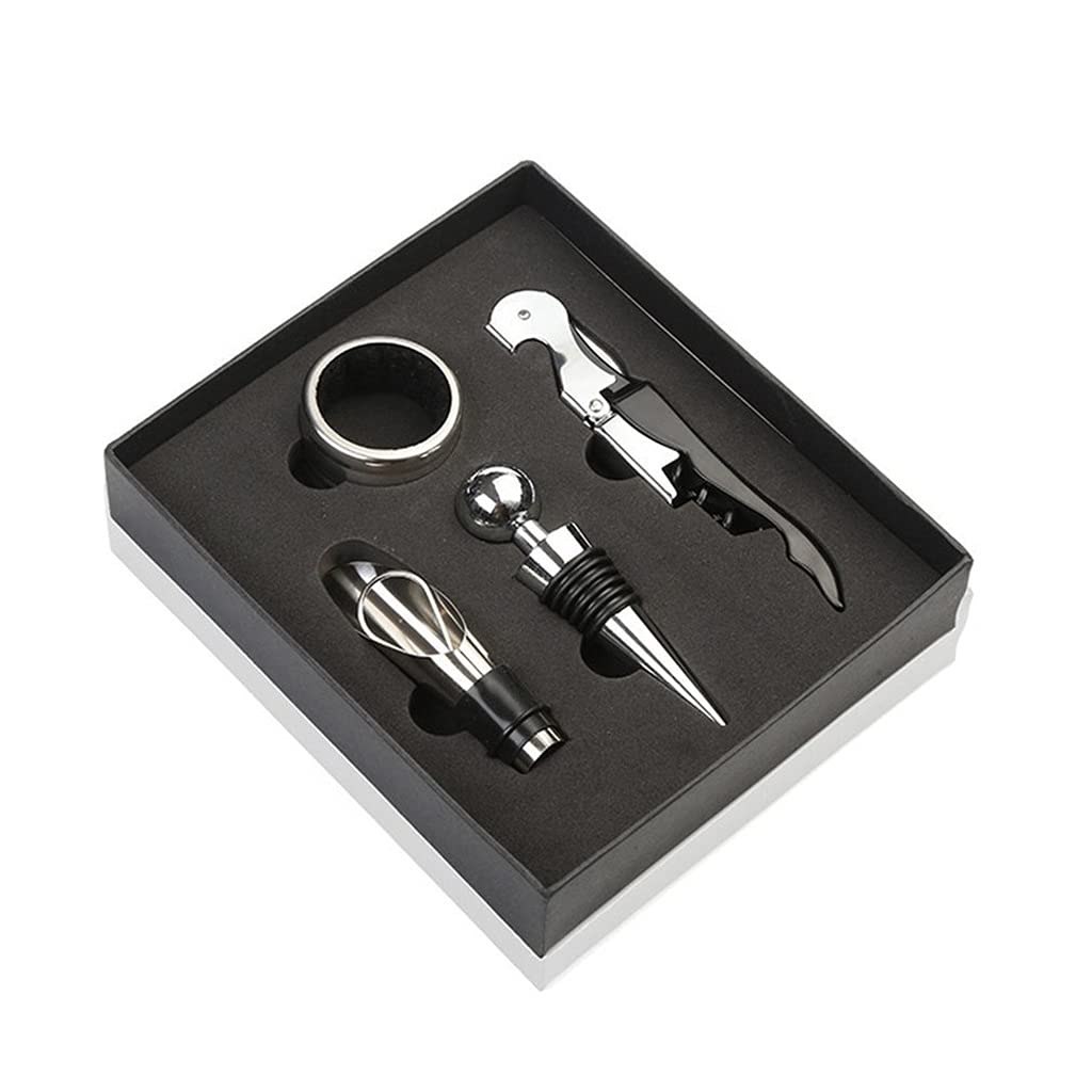 Juego de 4 abrebotellas de vino de cerveza, tapón de vino, sacacorchos, vertedor, botella de vino, regalo práctico