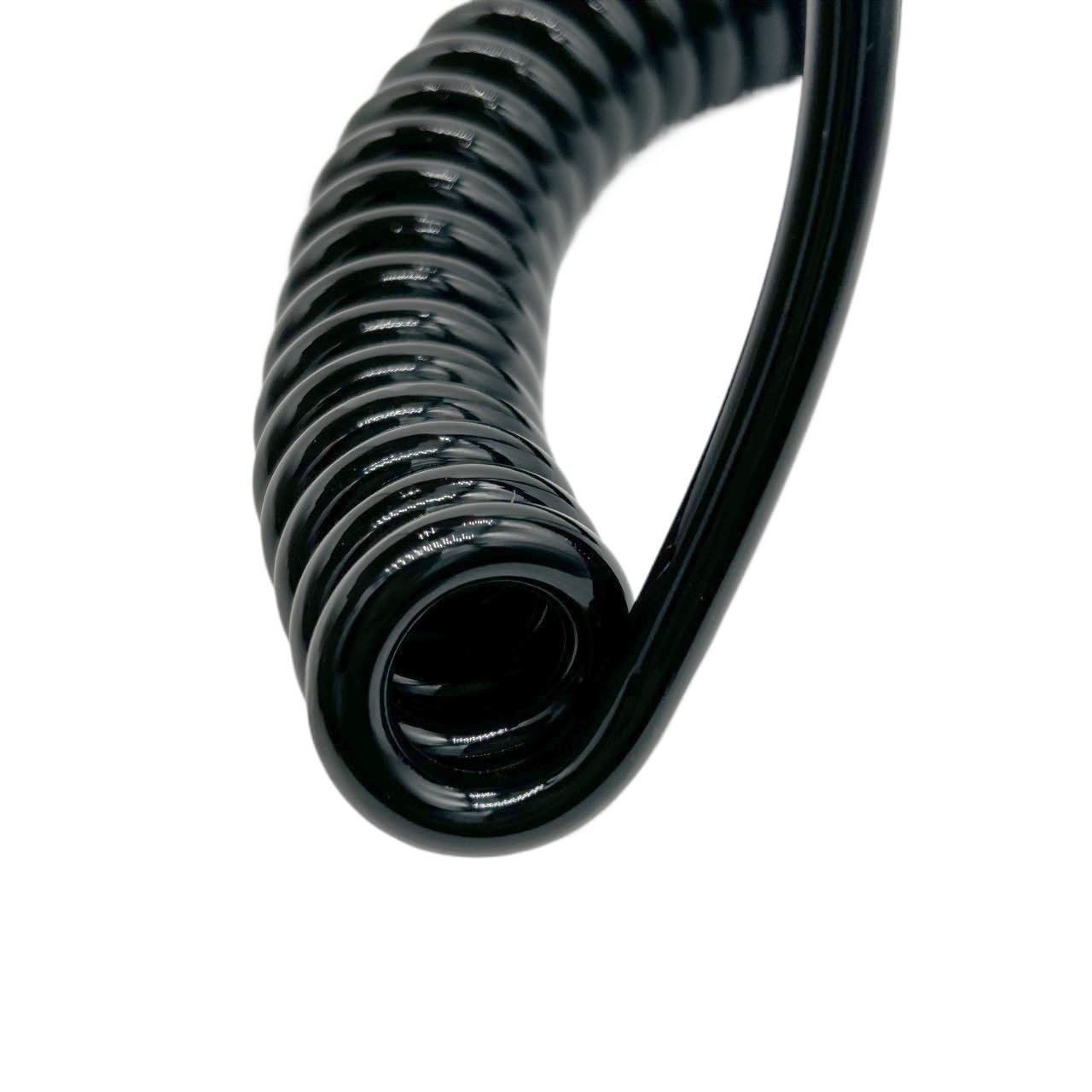 sprężynowy przewód zasilający, Zwinięty kabel spiralny 5 żył Czarny rozciągliwy przewód zasilający o długości 1,2 m Różne AWG(17AWG)