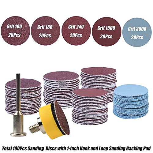 Gasea 100pcs 1 Inch/25mm Sanding Discs Pad with 1/8” Shank Backing Pads Plate Holder Kit - Image 3