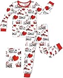 babee Reshinee Bamboo Viscose Toddler Valentine's Day Pajamas Boys Girls Kids Baby 2pcs 2-3T Long-Sleeve Pyjamas Set Car Pjs