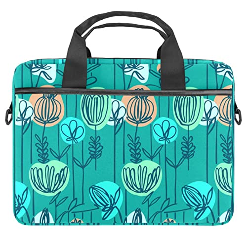 Sac ordinateur portable 13-14.5 pouces rétro à fleurs bleues