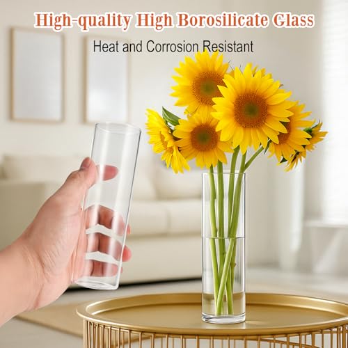 20 Pack 5.9" Tall x 1.8" Diameter Clear Glass Cylinder Vases - Multi-Use Flower Vase, Hurricane & Floating Candle Holders for Wedding Centerpieces, Home Decor, Table Displays (20) - Image 5
