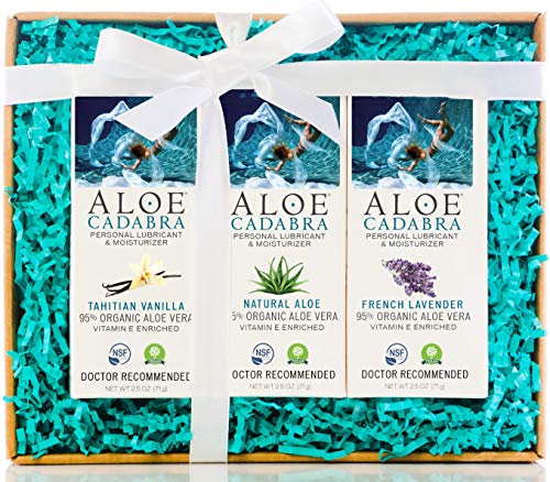 Aloe Cadabra Organic Personal Lubricant And Natural Vaginal Moisturizer Oral Pleasure Decorative Box Set With Natural, Lavender And Vanilla Flavored Lubes #TOP24