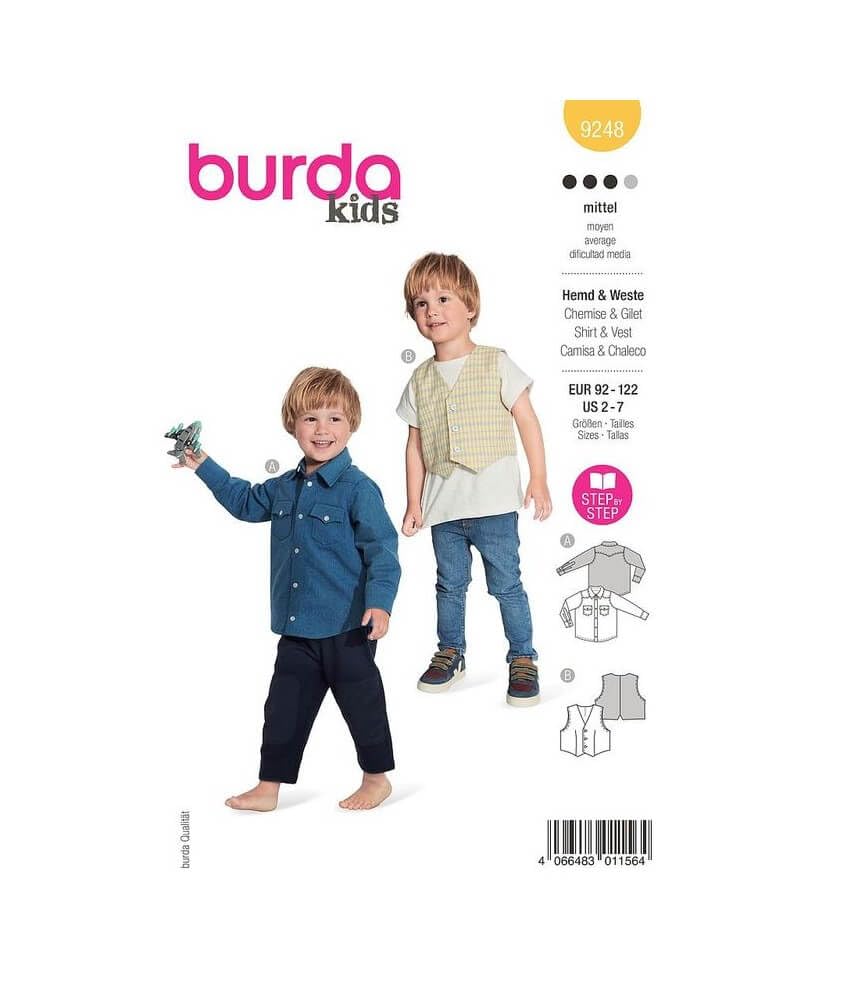 burdastyle Schnittmuster 9248 Hemd und Weste für Jungen