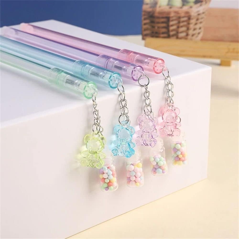 1Pc Random Color Gel Pen Pendant Pen Cute Drifting Bottle Bear Pendant Gel Pen Stationery Sweet Lovely Erasable — view 3