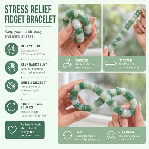 Image of Frodete Bodhi Fidget Bracelet Seed Stretch Anxiety Relief Healing Jewelry